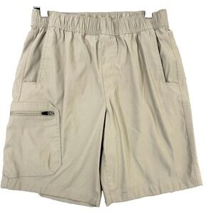 Eddie Bauer Cargo 10" Shorts Mens 30 Khaki Zip Pickets Hiking Fishing Vacation